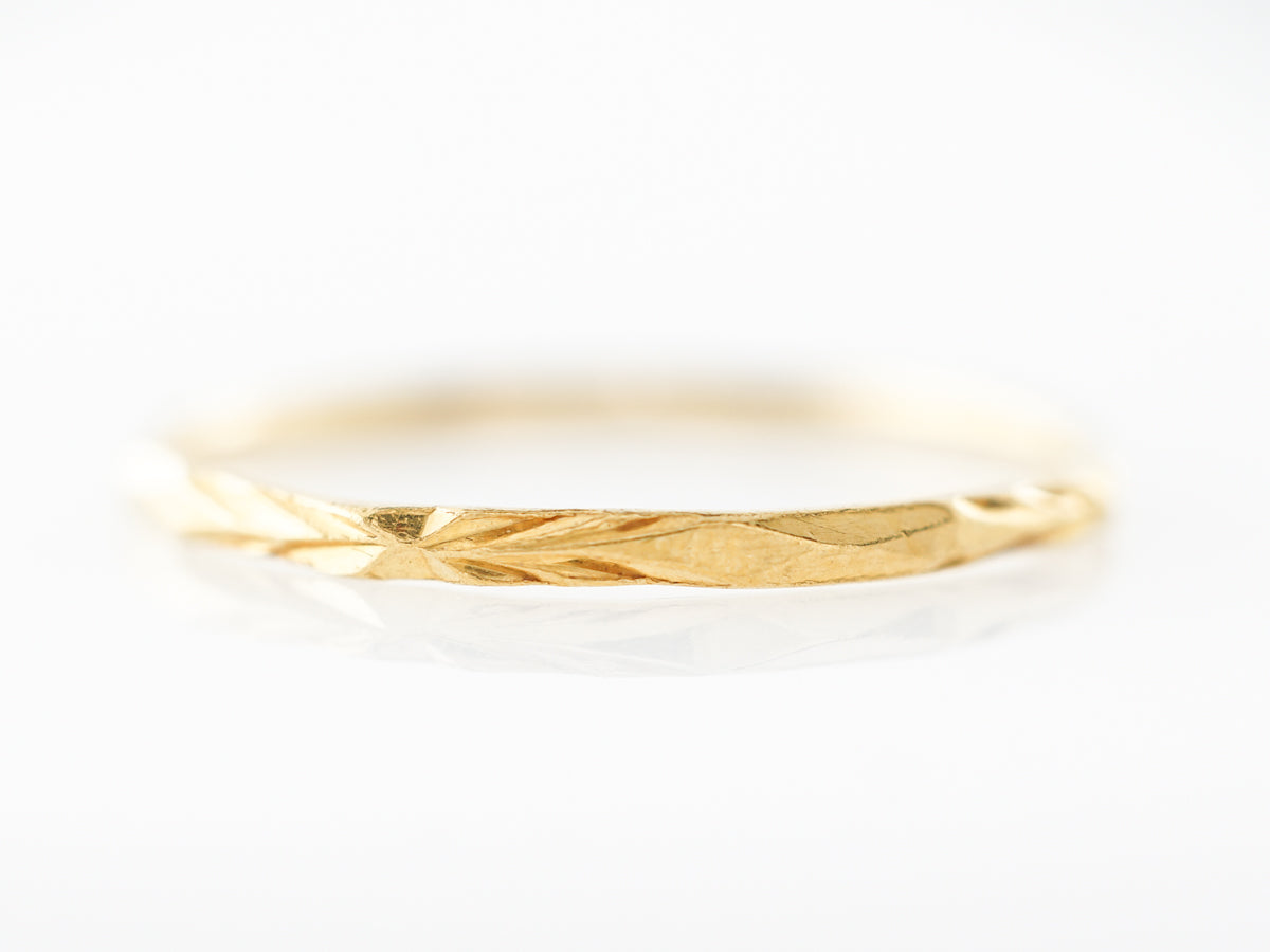 Antique Yellow Gold Engraved Wedding Band in 22k Yellow Gold