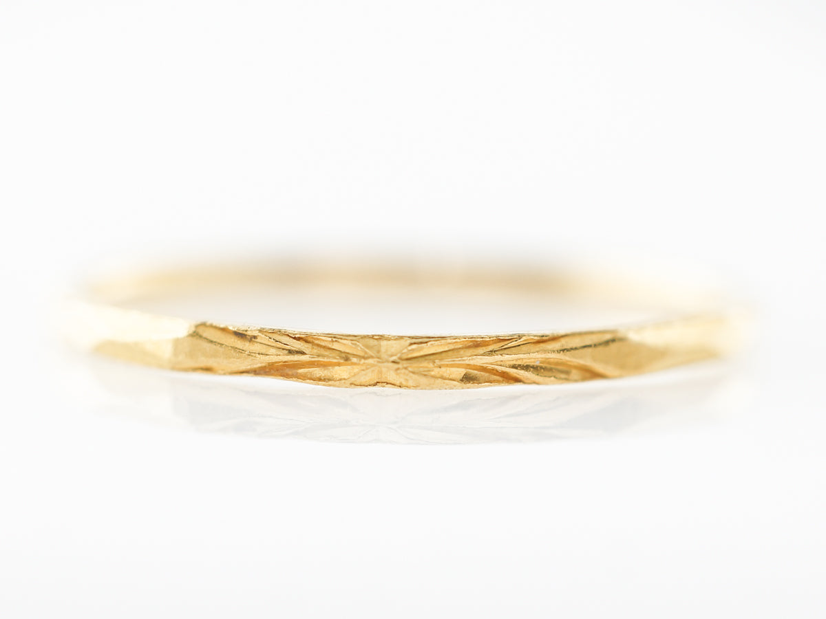 Antique Yellow Gold Engraved Wedding Band in 22k Yellow Gold