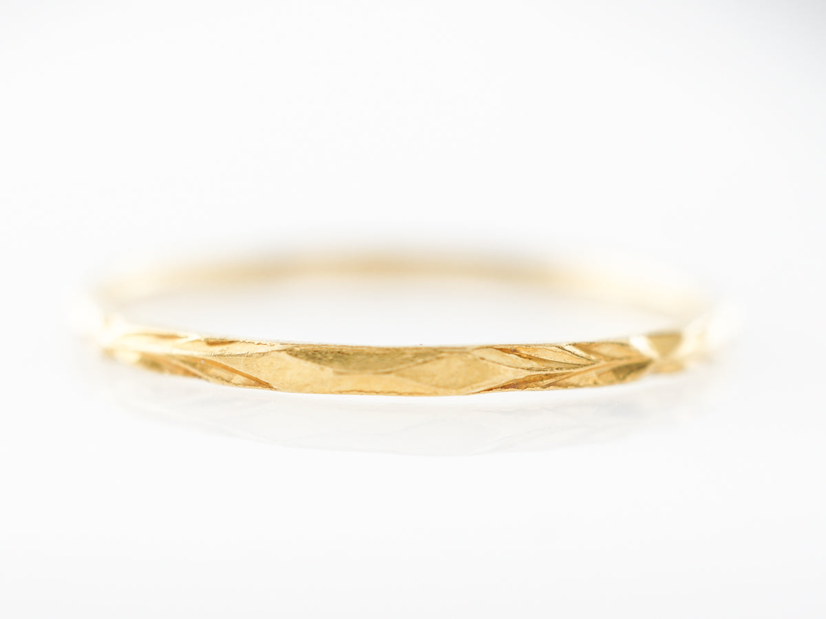 Antique Yellow Gold Engraved Wedding Band in 22k Yellow Gold