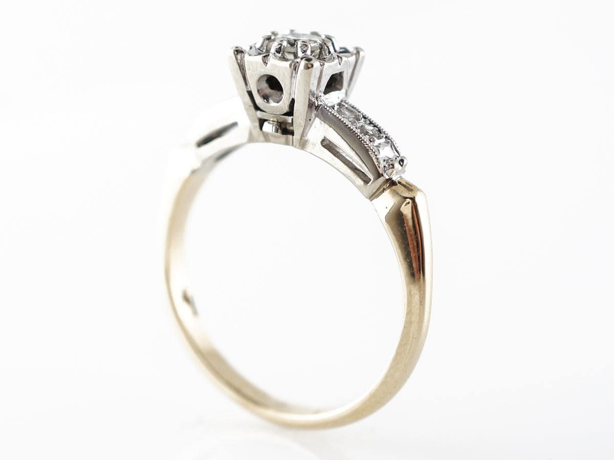 1940's Diamond Engagement Ring in Yellow & White Gold