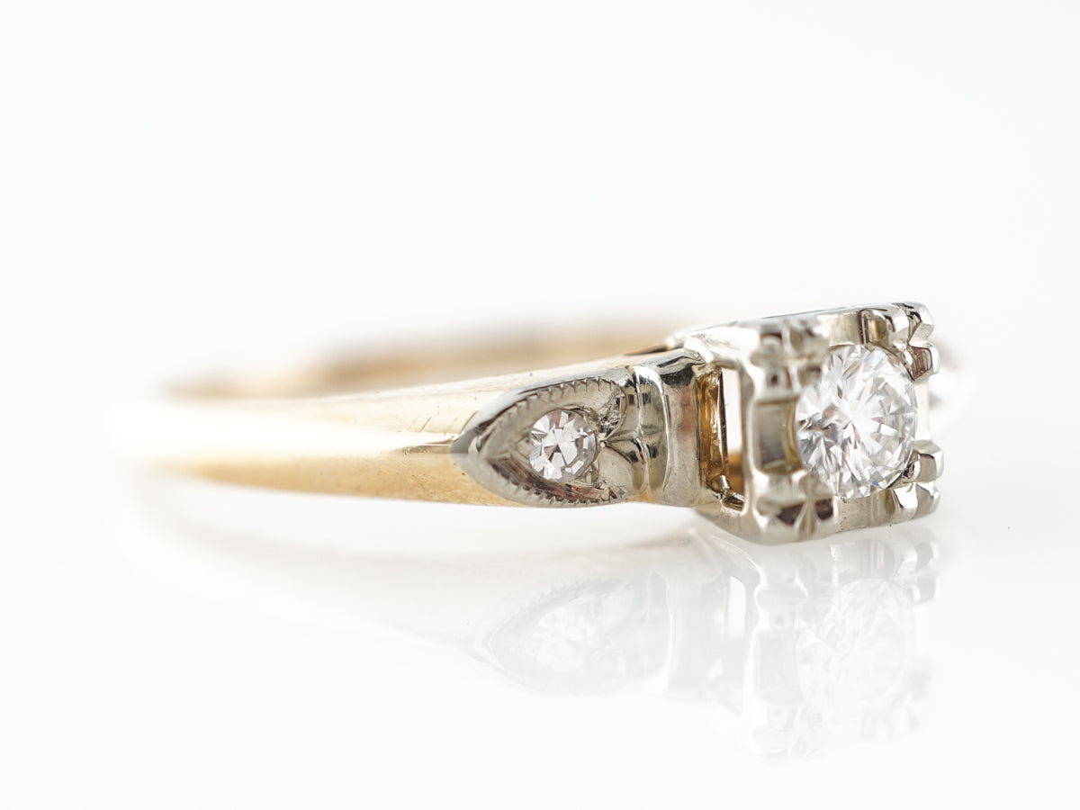 1940's Diamond Engagement Ring in White Gold & Yellow Gold