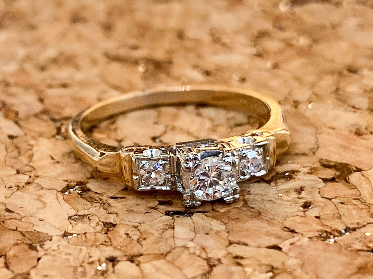 1940's Round Brilliant Cut Diamond Engagement Ring