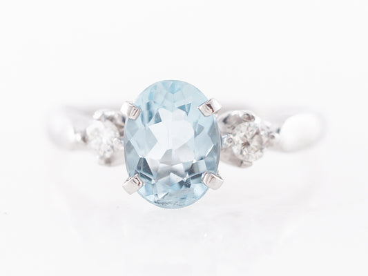 1960's Aquamarine & Diamond Ring in Platinum