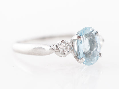 1960's Aquamarine & Diamond Ring in Platinum