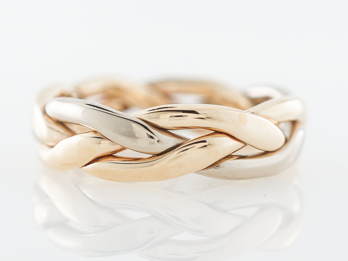 1960's Braided Wedding Band in White, Yellow & Rose Gold