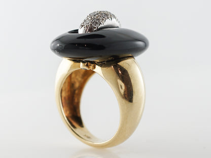 1960s Celino Diamond & Onyx Cocktail Ring in Yellow Gold