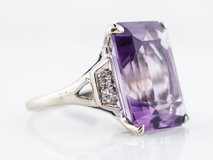 Vintage Cocktail Ring Mid-Century 20.51 Emerald Cut Amethyst in 14K Yellow Gold