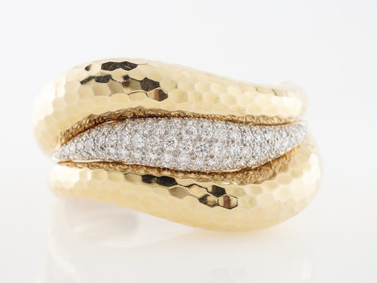 1970's Diamond Bangle Bracelet in Yellow Gold