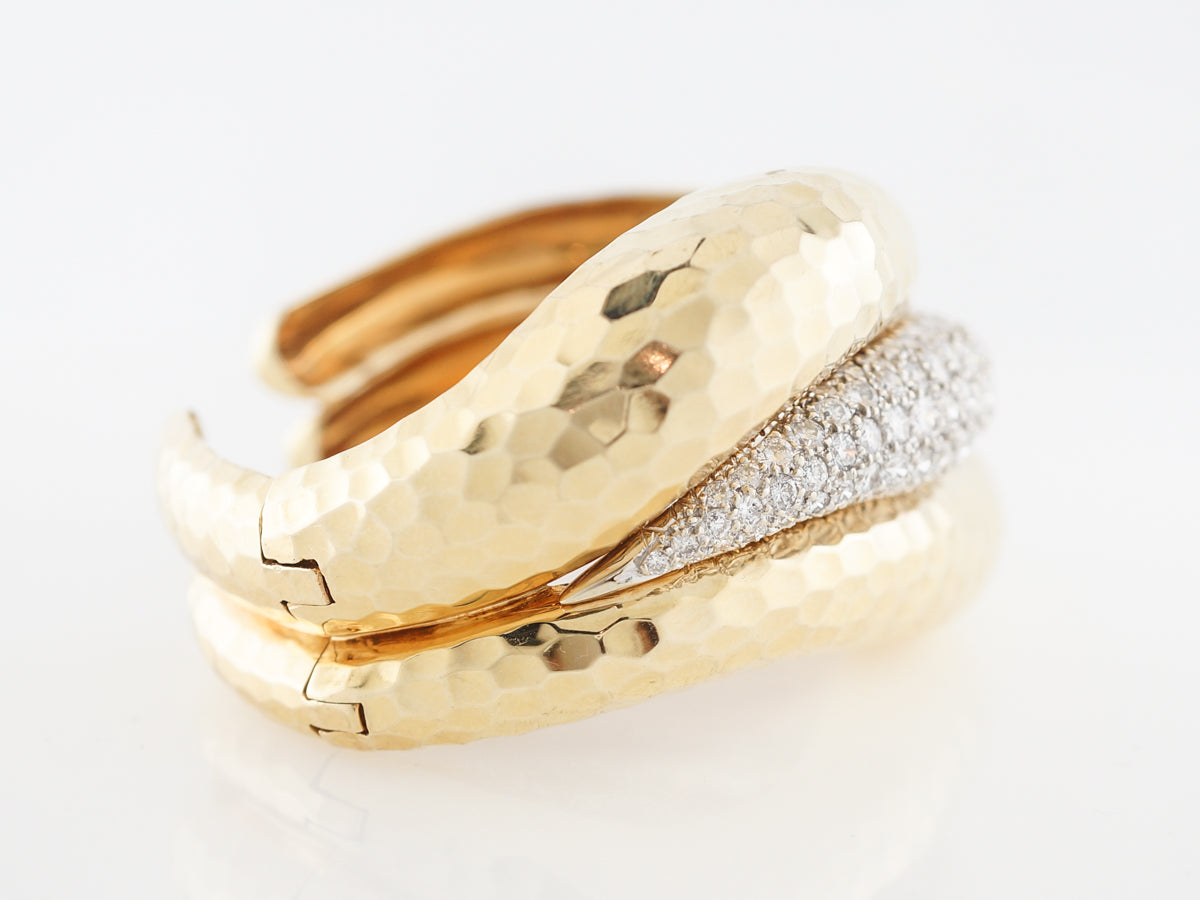 1970's Diamond Bangle Bracelet in Yellow Gold