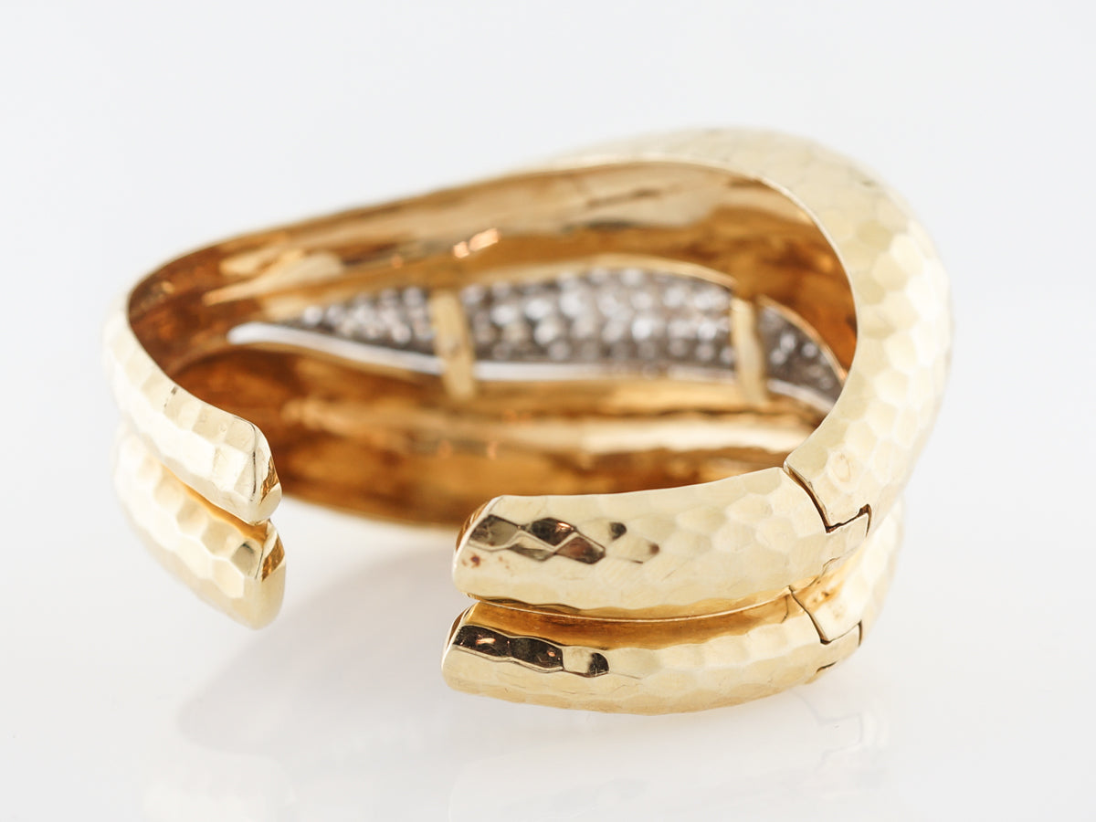 1970's Diamond Bangle Bracelet in Yellow Gold