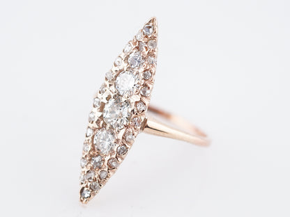 Antique Right Hand Ring Victorian 1.58 Old Mine Cut Diamonds in 14k Rose Gold