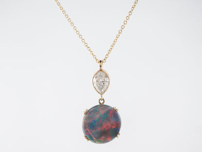 Black Opal & Diamond Necklace in Yellow Gold