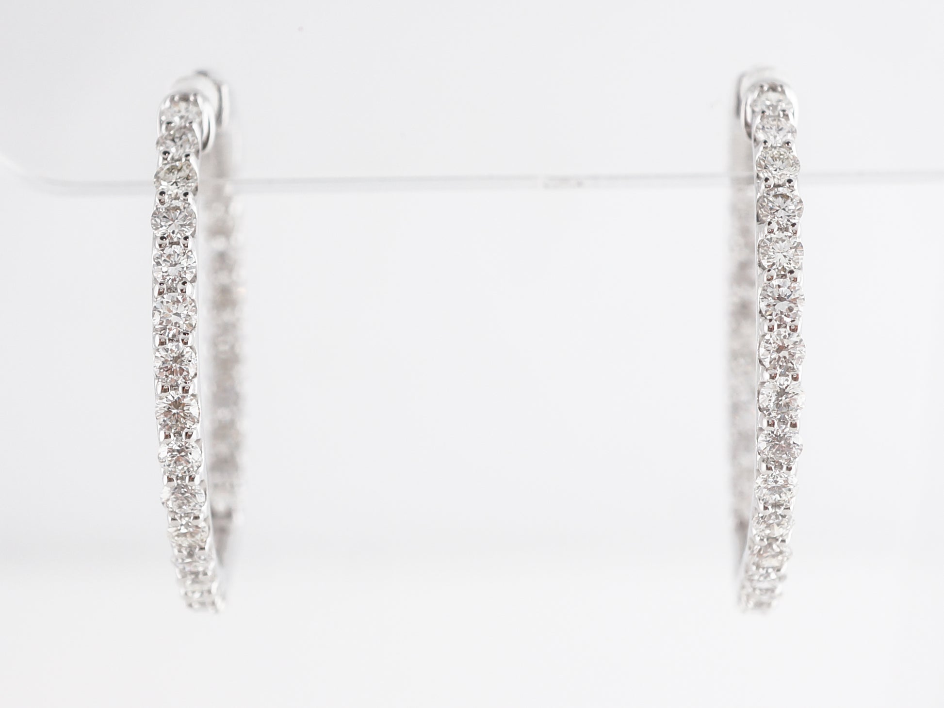 2 Carat Diamond Hoop Earrings in 14k White Gold
