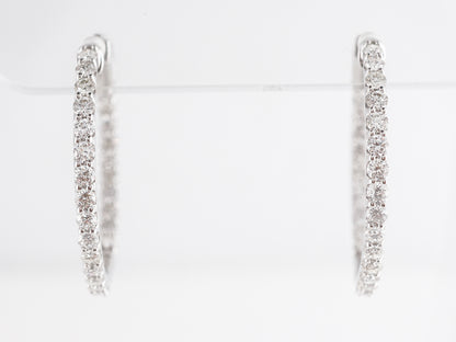 2 Carat Diamond Hoop Earrings in 14k White Gold