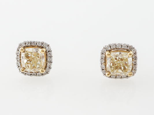 2 Carat Fancy Yellow Diamond Stud Earrings