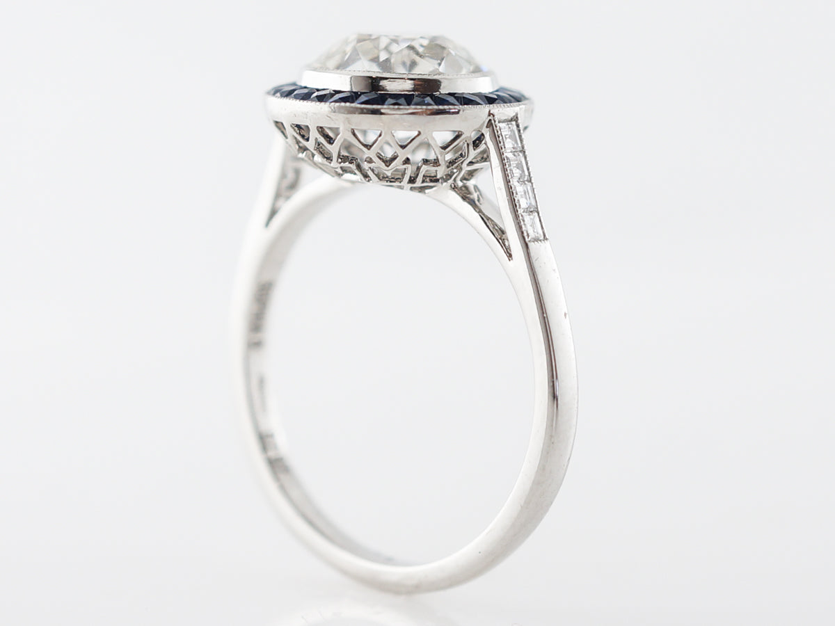 2 Carat Halo Diamond & Sapphire Engagement Ring