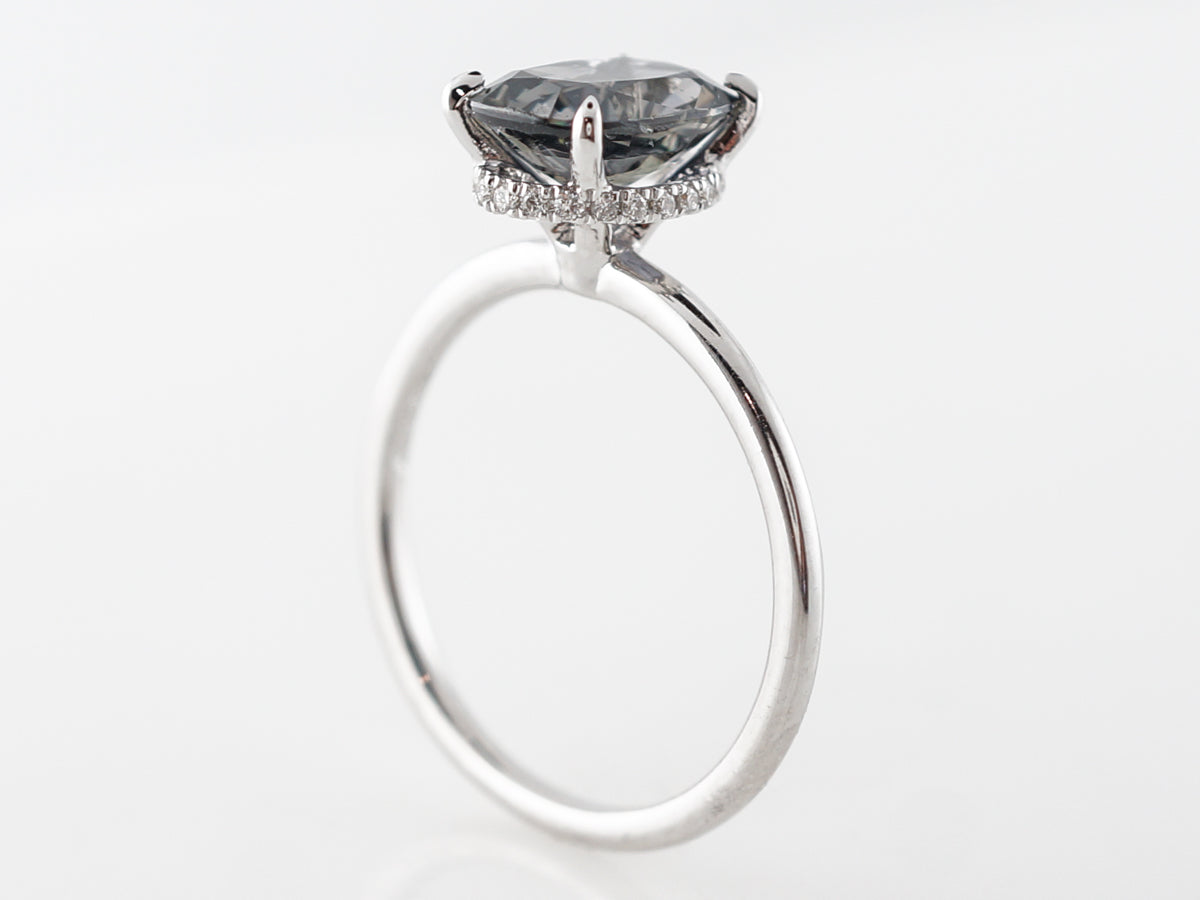 2 Carat Oval Sapphire Solitaire Engagement Ring in White Gold