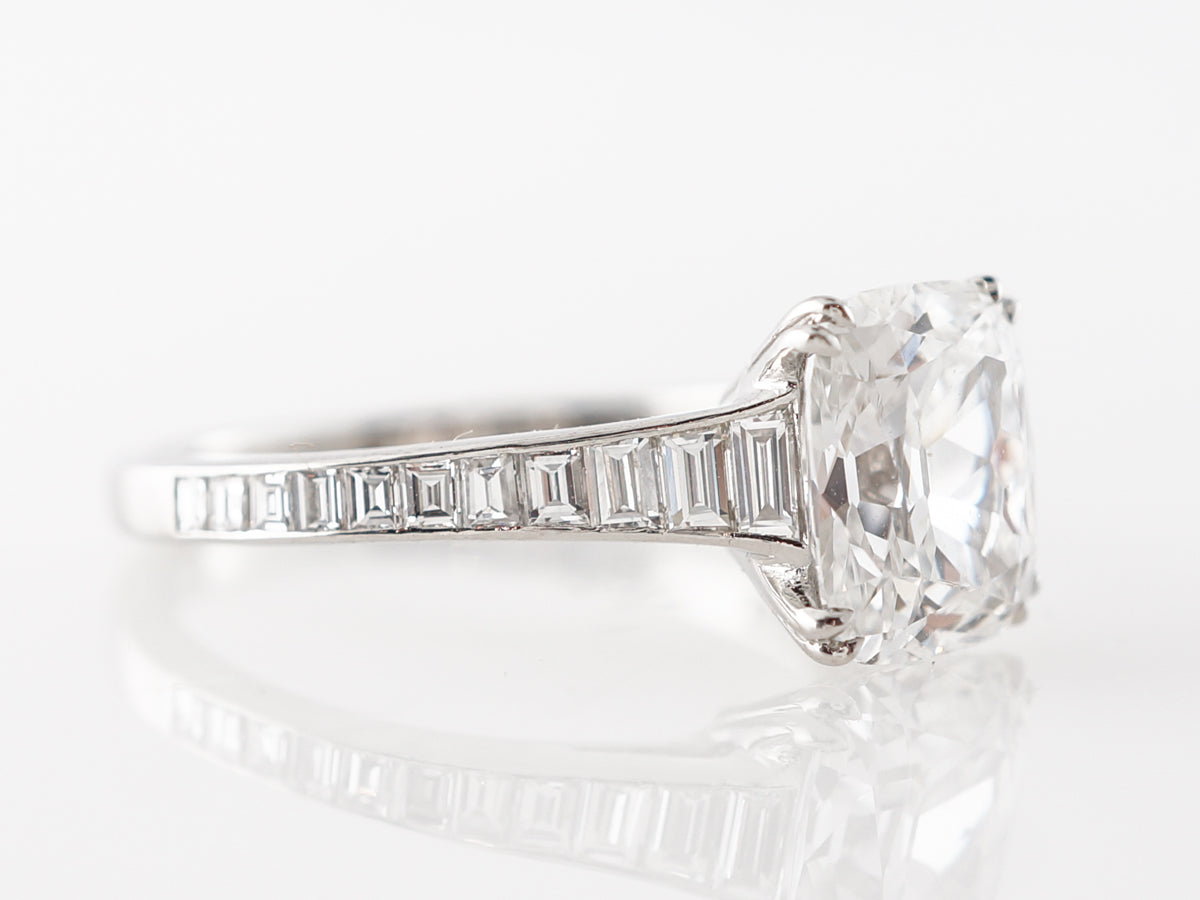 2 Carat Cushion Cut Diamond Engagement Ring in Platinum