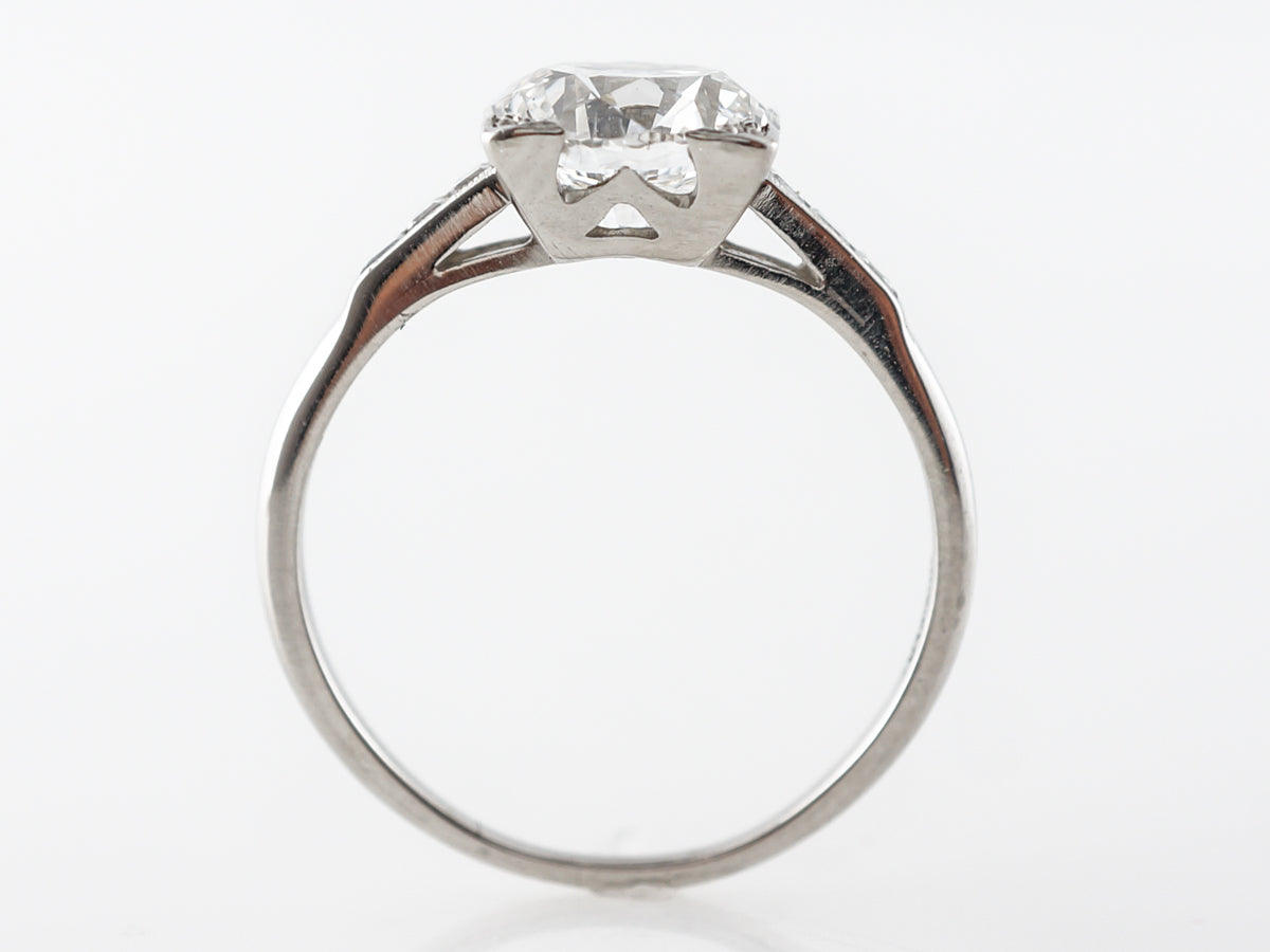 2 Carat Mid-Century Diamond Engagement Ring Platinum