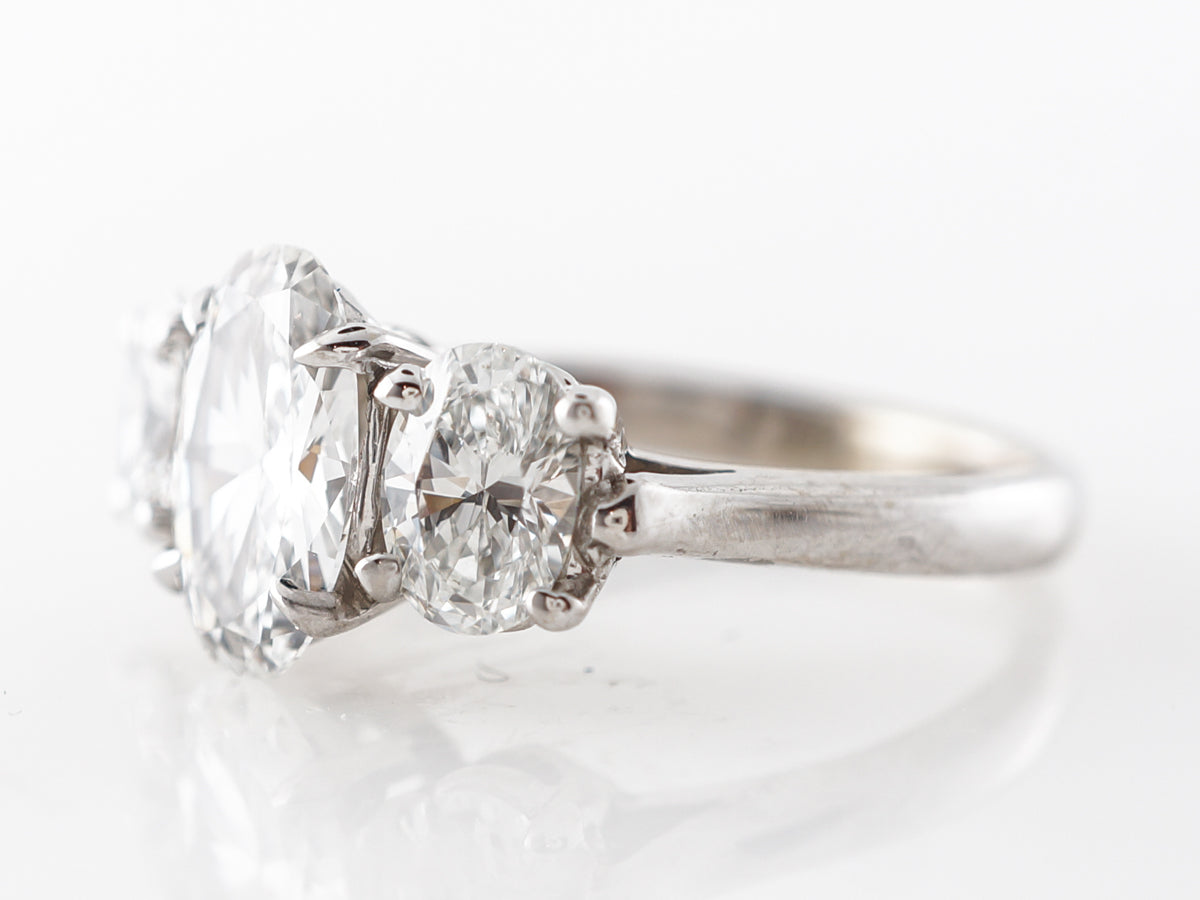 Three Stone Oval Engagement Ring in White Gold