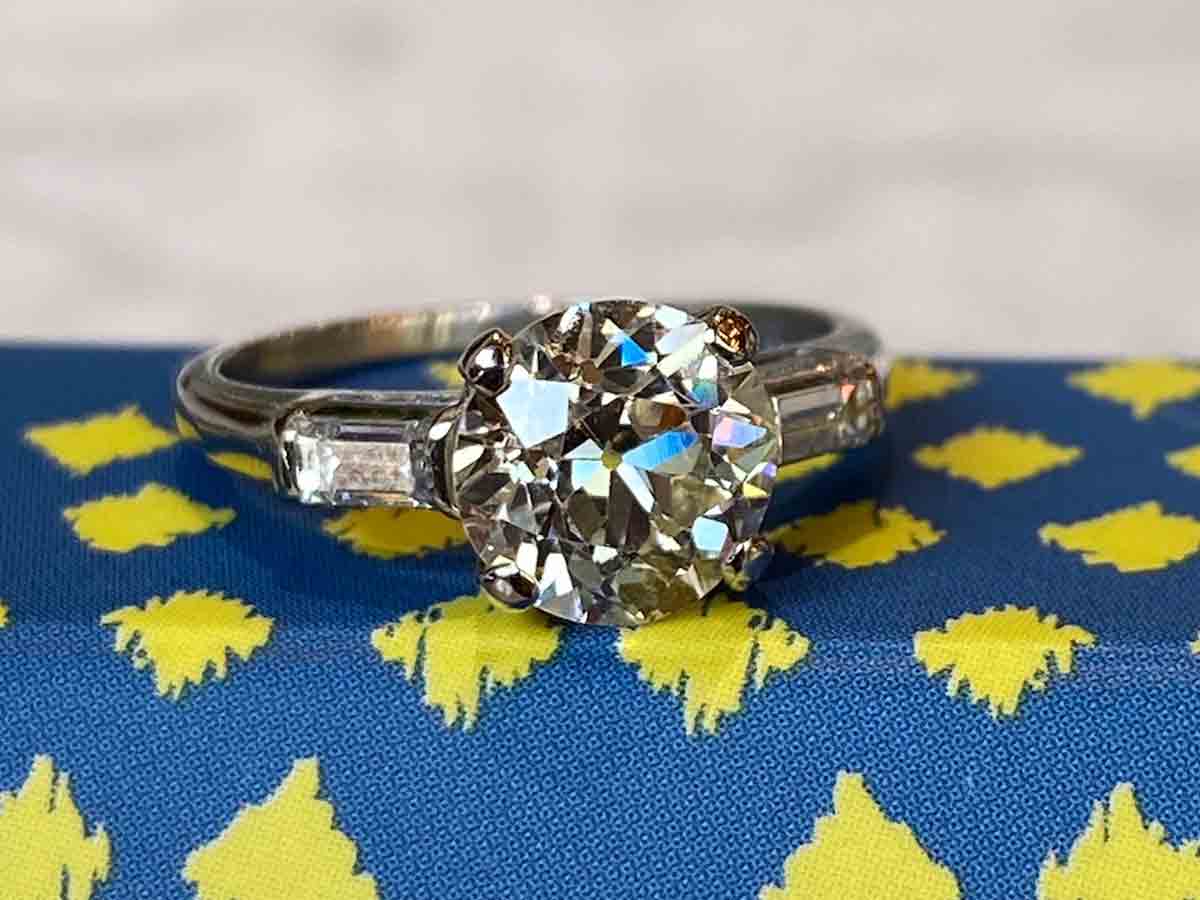 2.11 Old European Cut Diamond Engagement Ring in Platinum