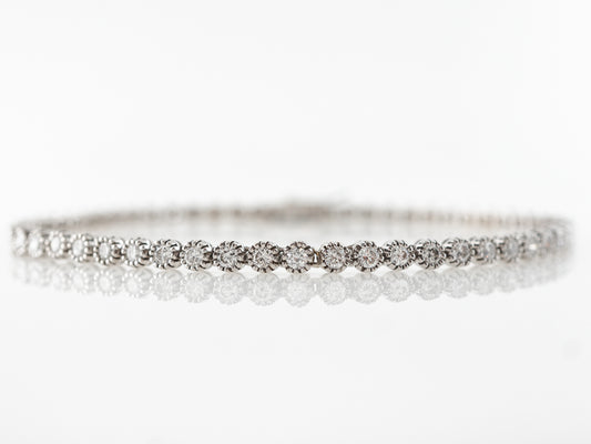 Bezel Set Diamond Tennis Bracelet in White Gold
