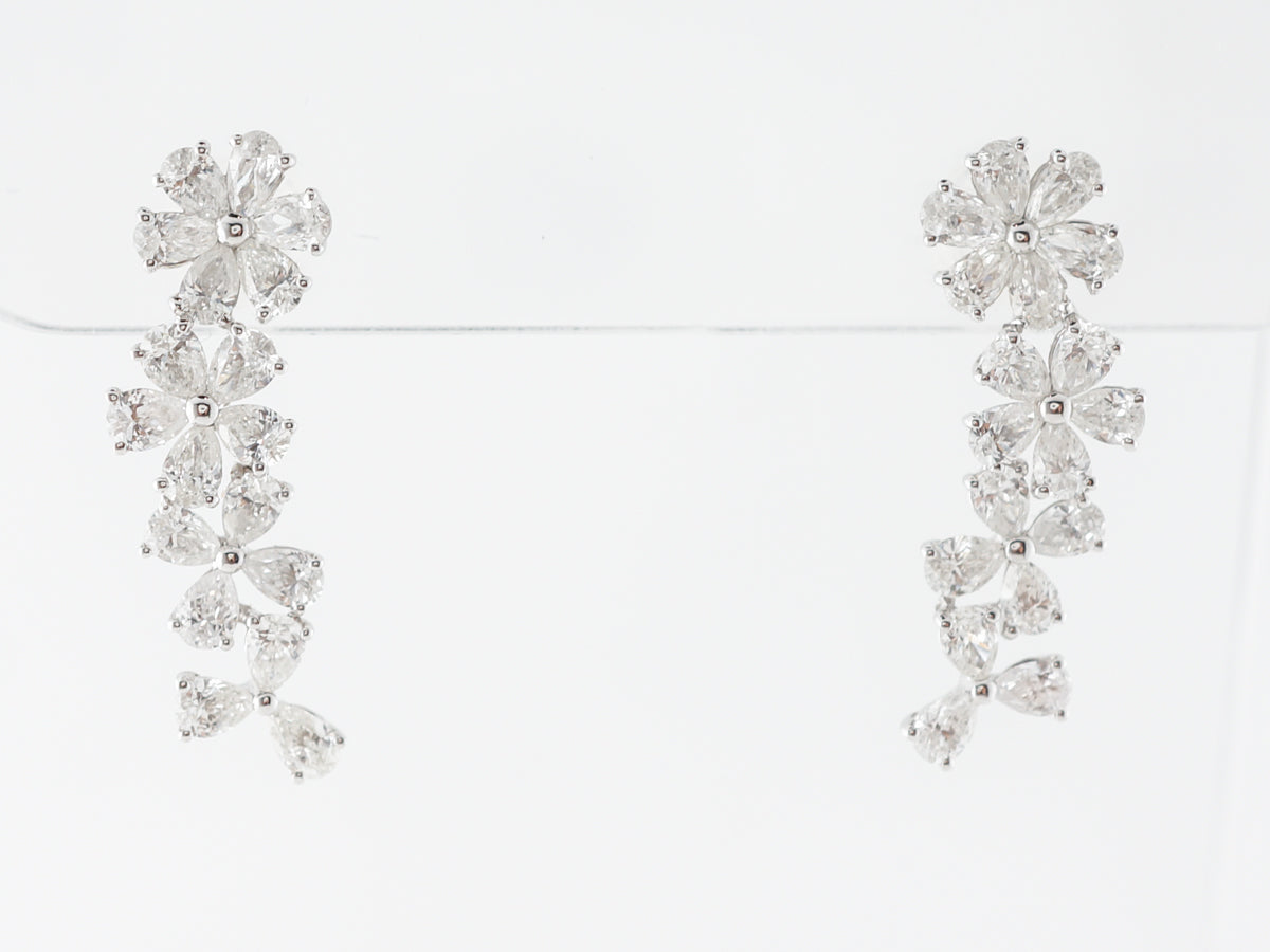 Floral Diamond Earrings w/ 2.5 Carats in White Gold