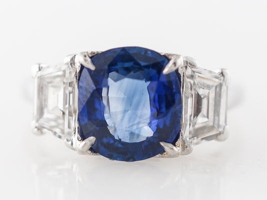 2.5 Carat Cushion Cut Sapphire Engagement Ring in Platinum