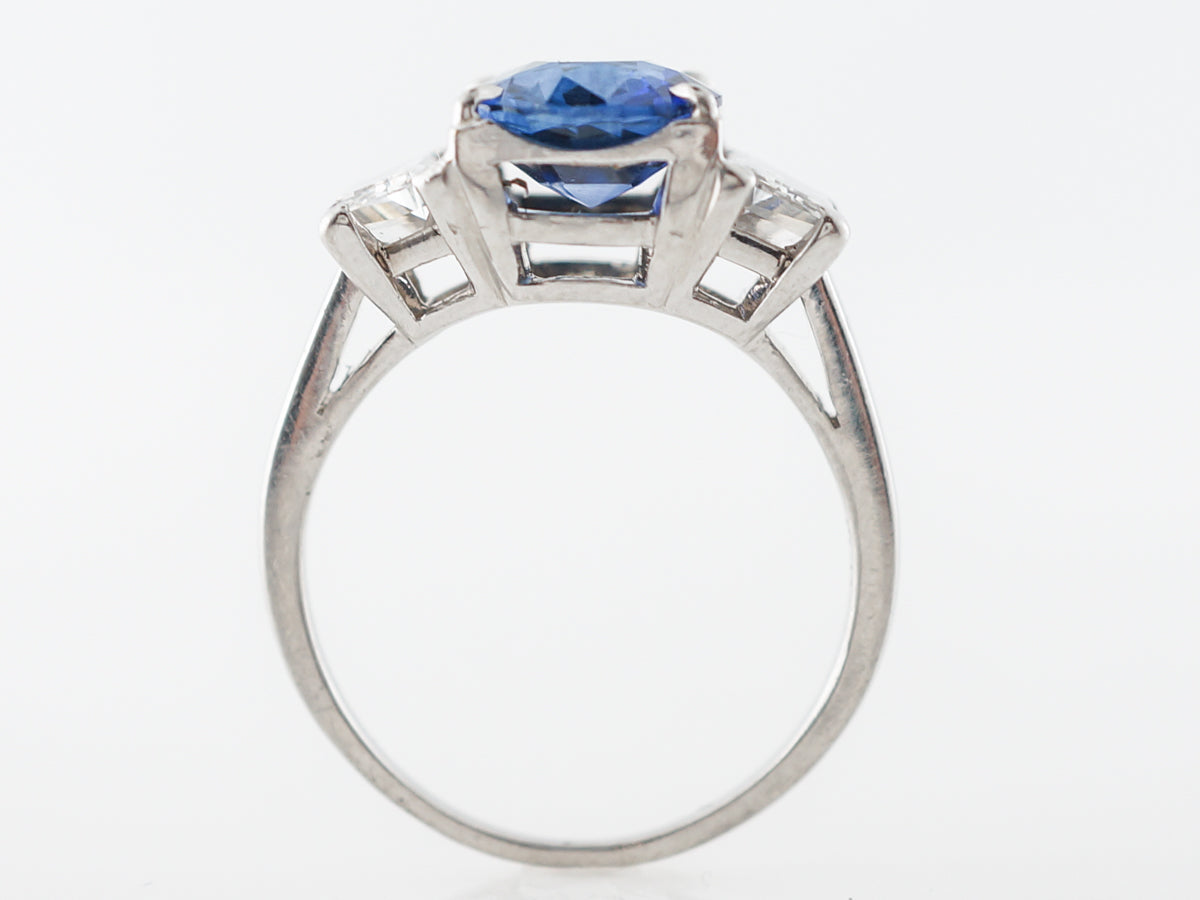 2.5 Carat Cushion Cut Sapphire Engagement Ring in Platinum