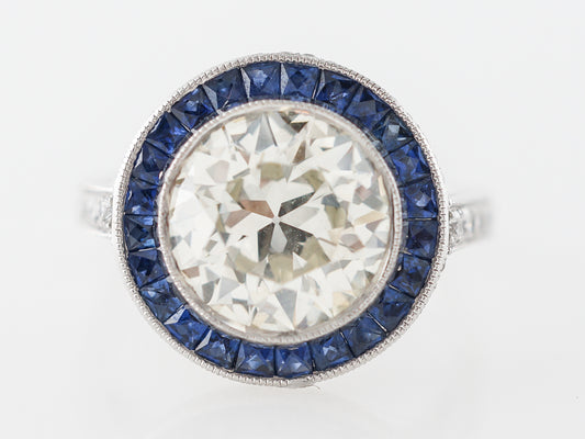 2.5 Carat European Cut Diamond w/ Sapphire Halo