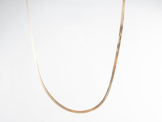 Italian Herring Bone Necklace 20 Inches in 14k Yellow Gold