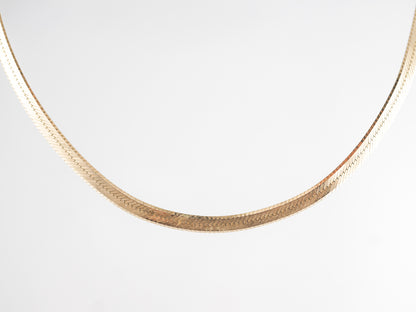 Italian Herring Bone Necklace 20 Inches in 14k Yellow Gold