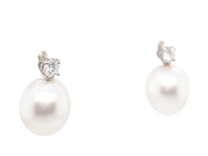.45 Carat Diamond & Pearl Earrings in Platinum