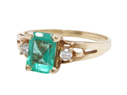.72 Mid-Century Colombian Emerald Engagement Ring in 14k Yellow Gold