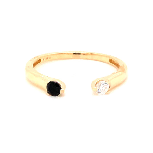 .10 Diamond & Onyx Right Hand Ring 14k Yellow Gold