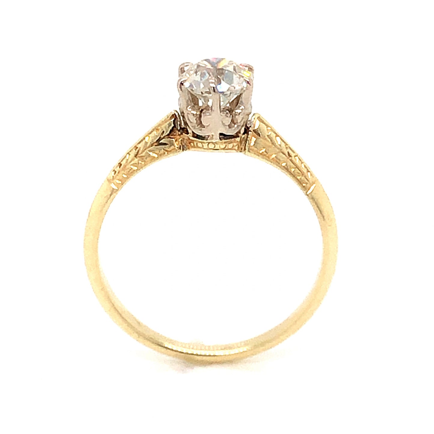 .62 Art Deco Two-Tone Diamond Engagement Ring in 14k Yellow Gold