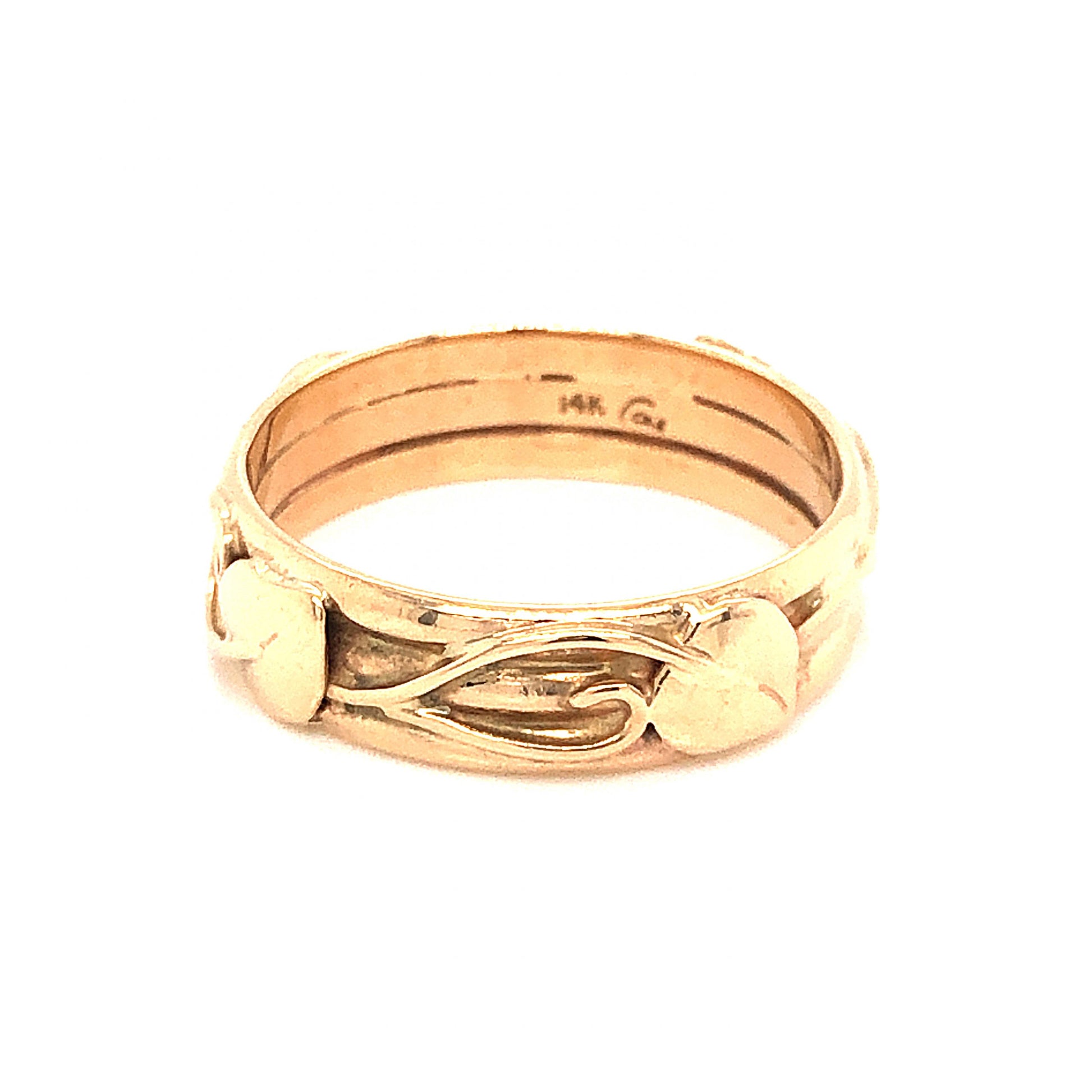Antique Art Nouveau Wedding Band in 14k Yellow Gold