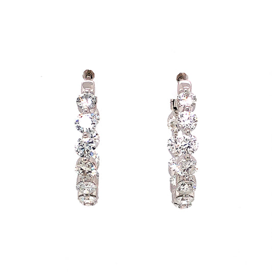 3.87 Carat Diamond Hoop Earrings in 18k White Gold
