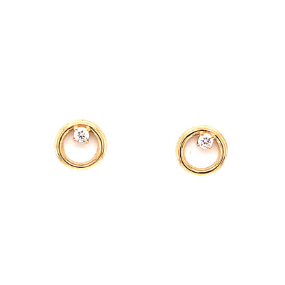 Circular Diamond Stud Earrings in 14k Yellow Gold