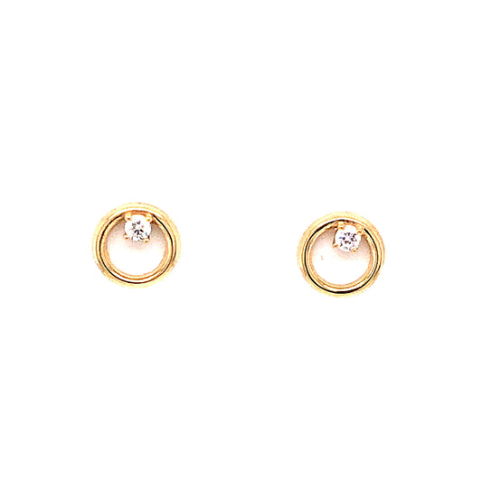 Circular Diamond Stud Earrings in 14k Yellow Gold