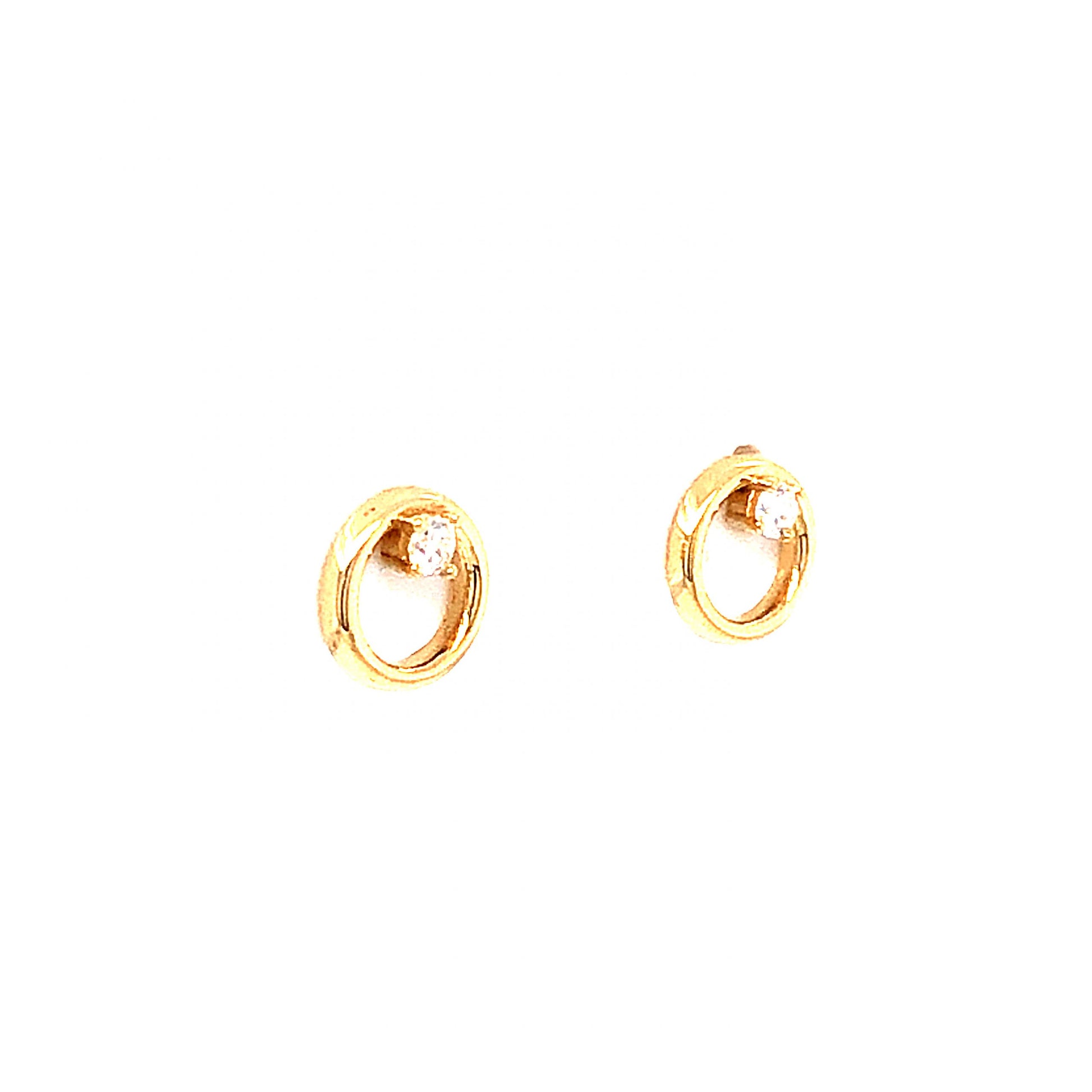 Circular Diamond Stud Earrings in 14k Yellow Gold