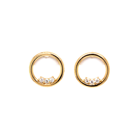 Circular .15 Diamond Stud Earrings in 14k Yellow Gold