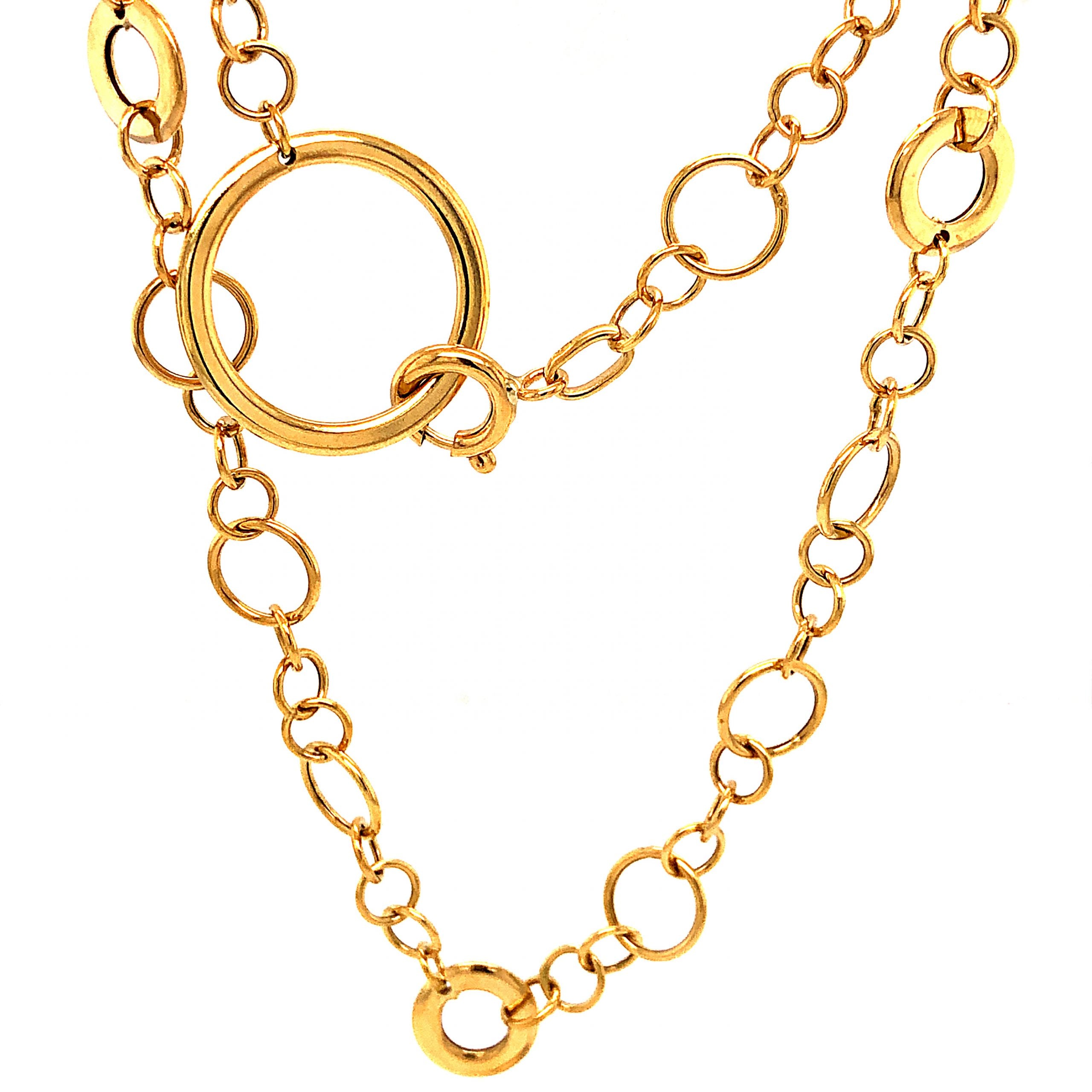 14K Yellow Gold Adjustable 1.2mm Link Rope Chain Necklace 22 Pendant Charm:  16580209508403