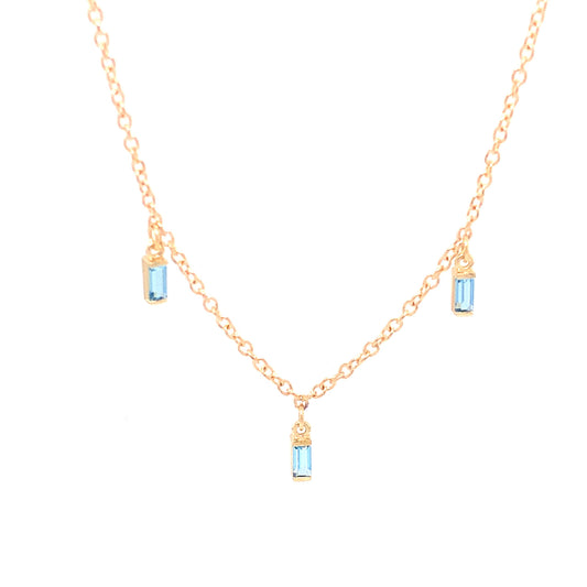 .42 Blue Topaz Necklace in 14K Yellow Gold