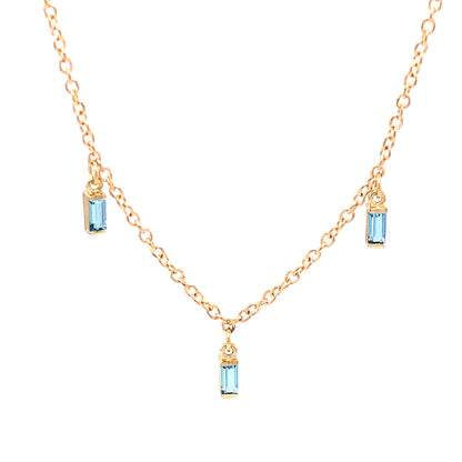 .42 Blue Topaz Necklace in 14K Yellow Gold