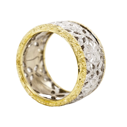 Mid-Century Two-Tone Ring in 18k Yellow and White Gold