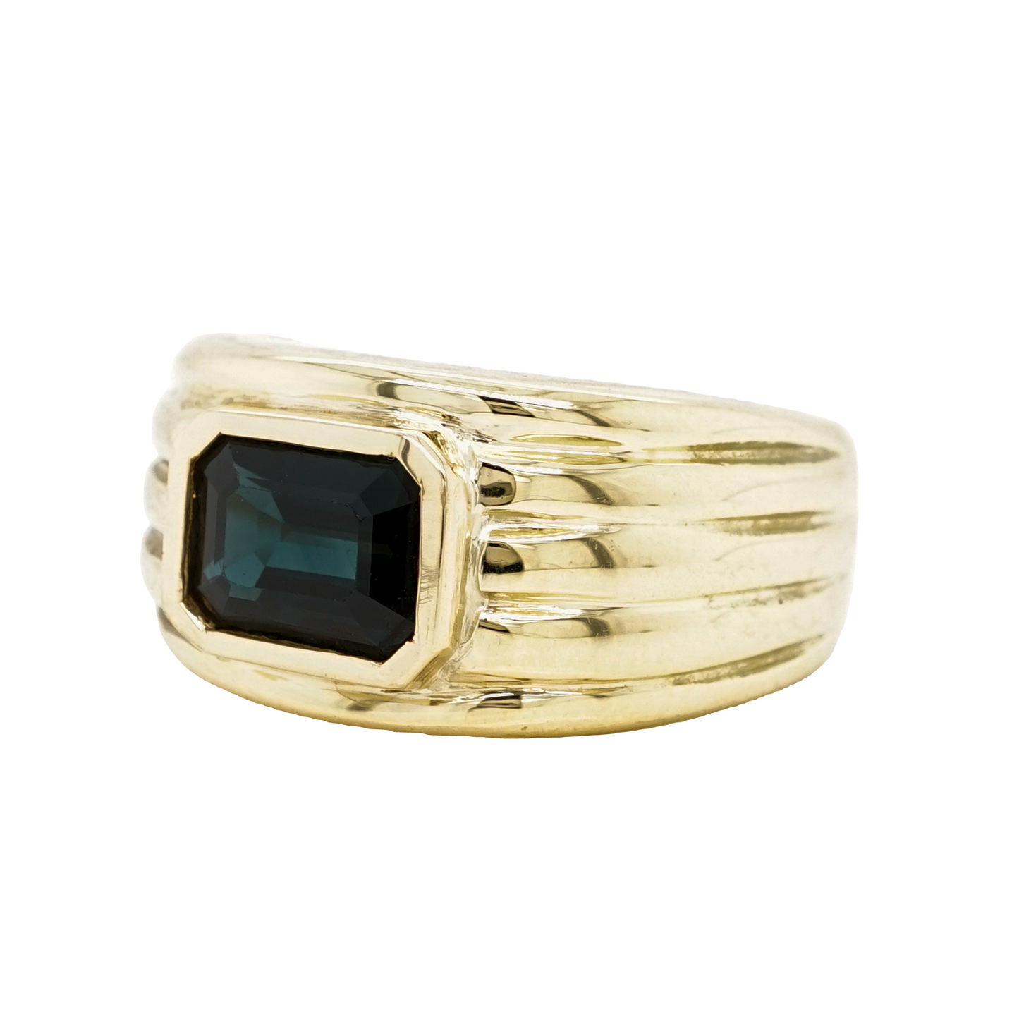 1.7 Emerald Cut Tourmaline Cocktail Ring in 18k Yellow Gold