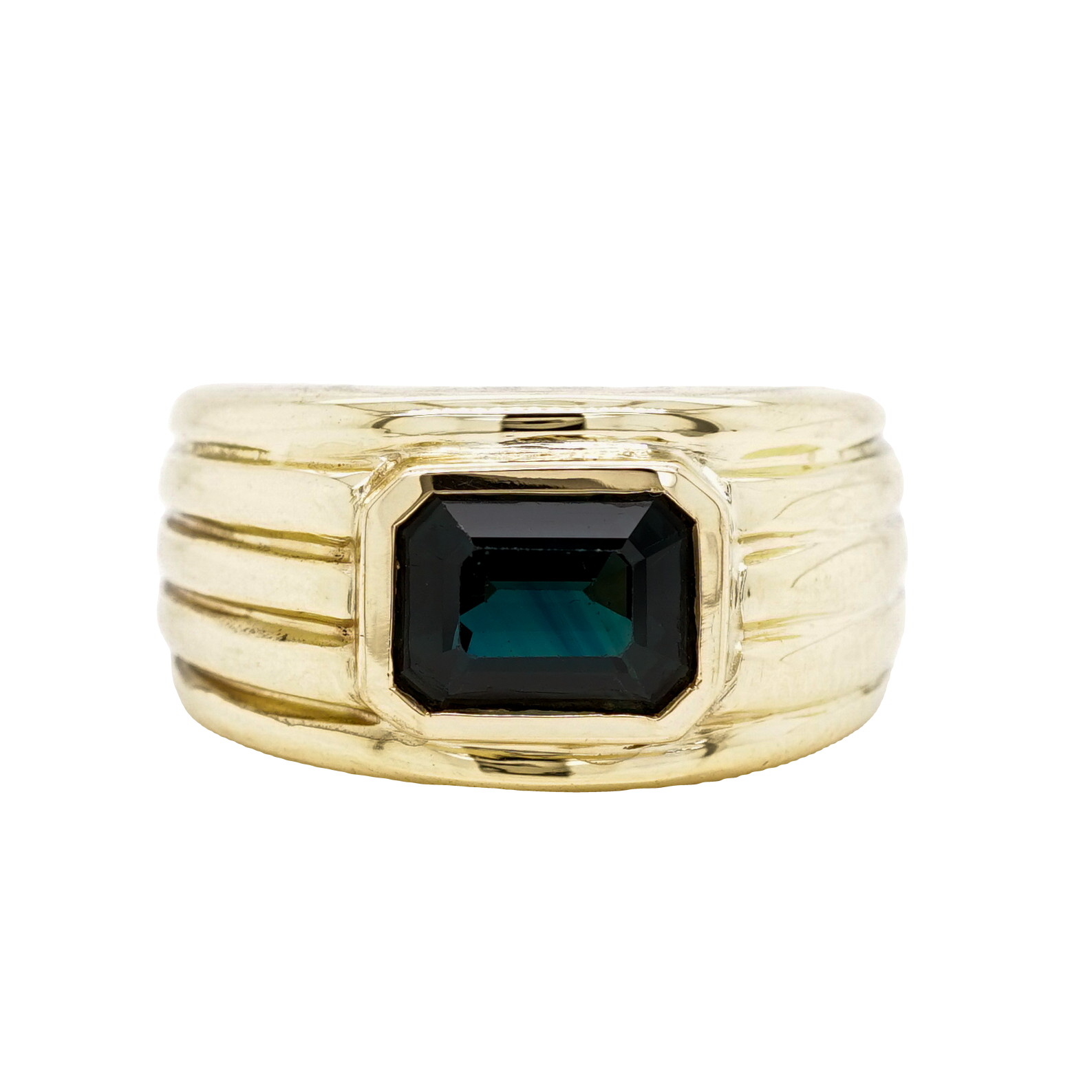 1.7 Emerald Cut Tourmaline Cocktail Ring in 18k Yellow Gold