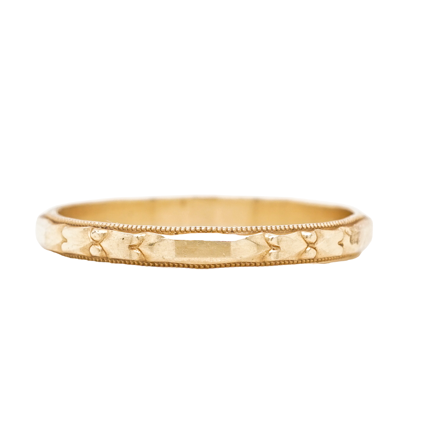 2.5mm Art Deco Engraved Wedding Band in 14k Yellow Gold