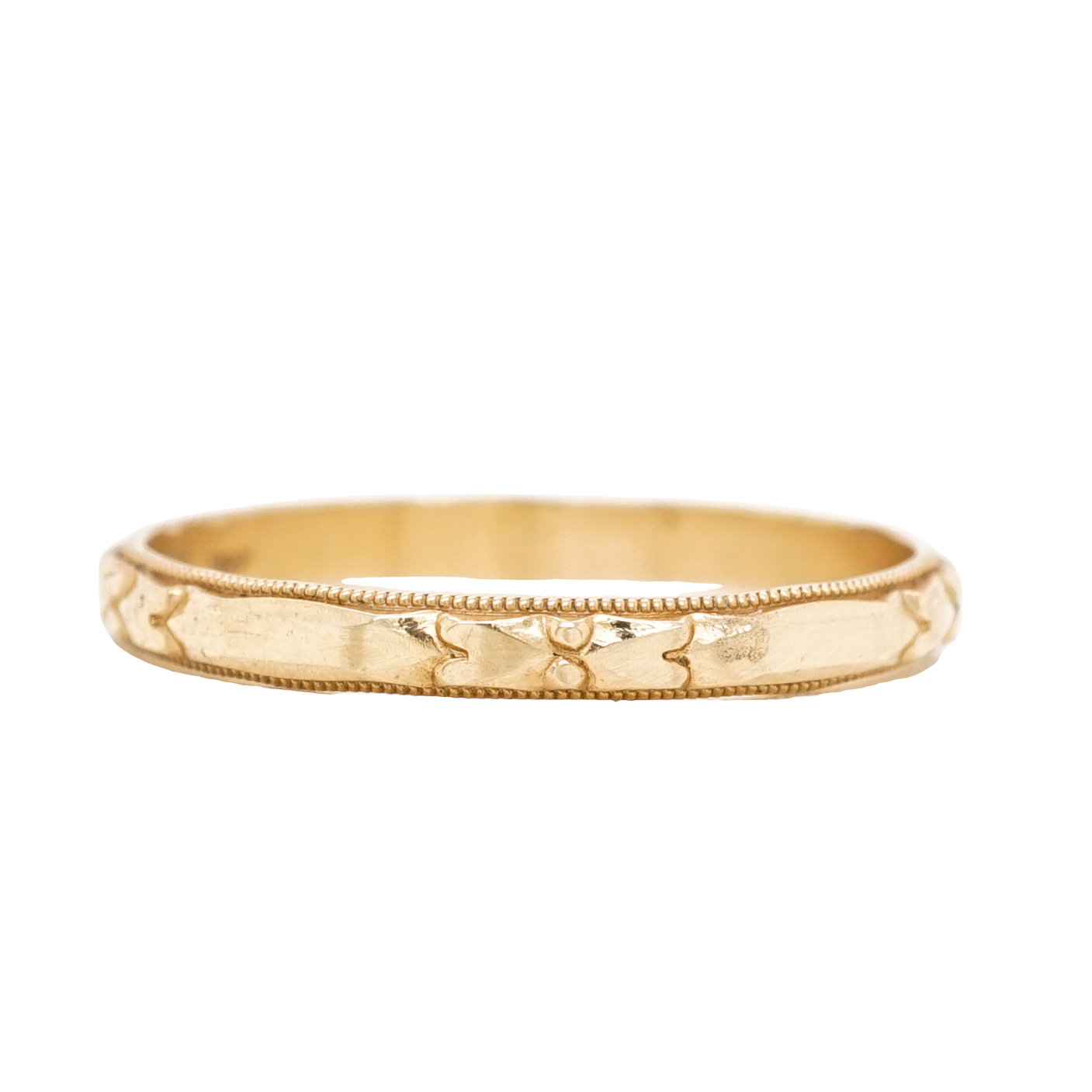 2.5mm Art Deco Engraved Wedding Band in 14k Yellow Gold